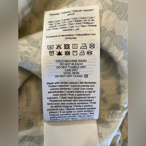 Vero Moda Milo Green Cream Mini Dress | XS Linen Blend Summer Sundress NWT - Picture 3 of 7